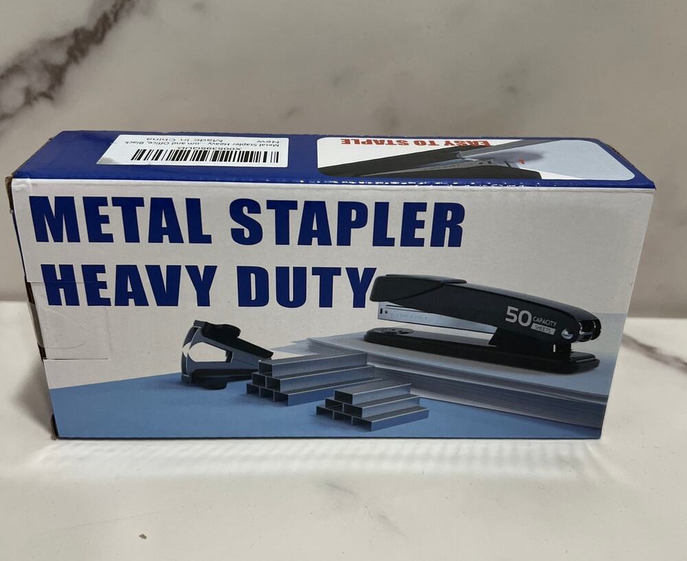New Metal Stapler Heavy Duty 50 Sheet Capacity w Staples
